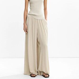 ZARA Beige Satin Wide Leg Front Wrap Pants sz. L